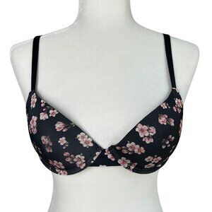 Youmita Black Floral Padded Bra Size 34